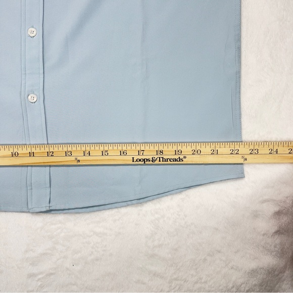 Tam Ware Dress Shirt Men’s L Short Sleeve Stretch Button Down Casual Light Blue - Picture 7 of 10